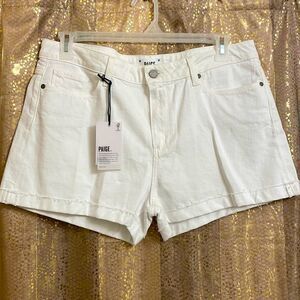 PAIGE Jimmy Jimmy optic white high rise jean shorts, size 14/32 NWT